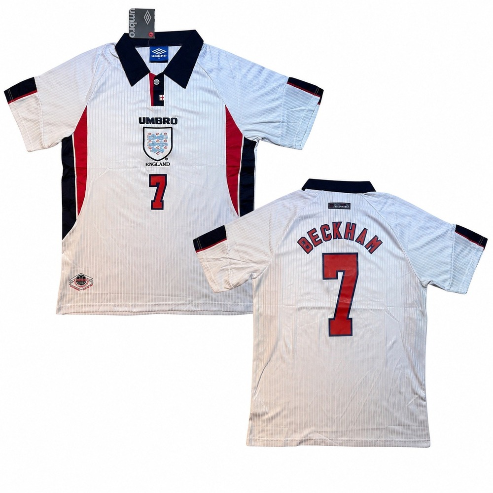 Umbro England David Beckham 7 Soccer Jersey White Vapa Tech Size XL